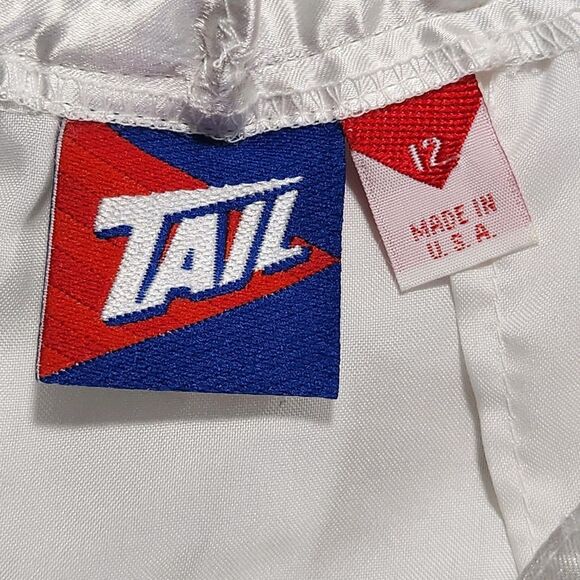 VINTAGE Tail Pleated Tennis Skirt Sz 12 White Raw Edge Appliques Pickleball Golf - Picture 8 of 13